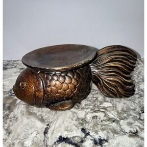 VTG Koi Fish Sculpture Art Stand 8" For Fish Bowl Candle Plant Terrarium